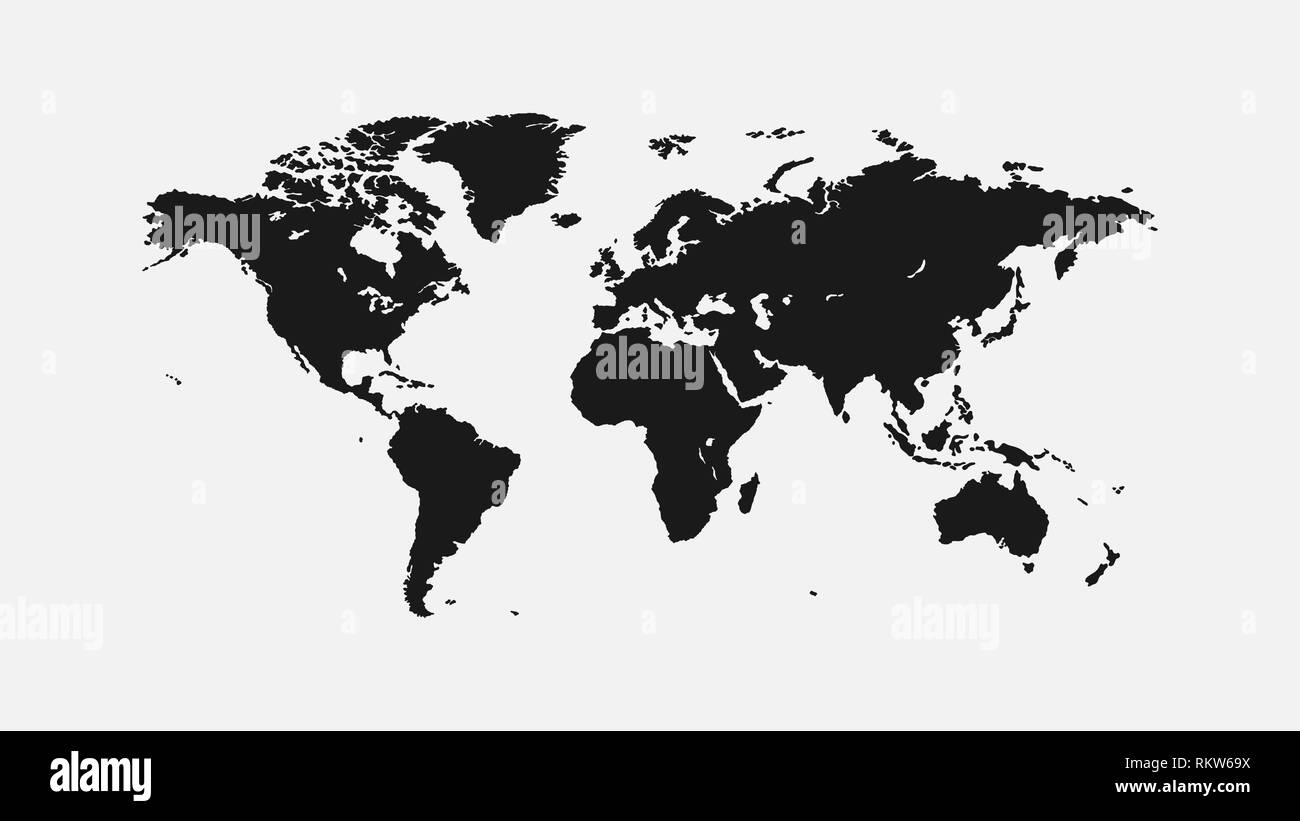 Mappa piatta del mondo per interni, design, pubblicità, screen saver, sfondo, coperture, pareti. Illustrazione Vettoriale
