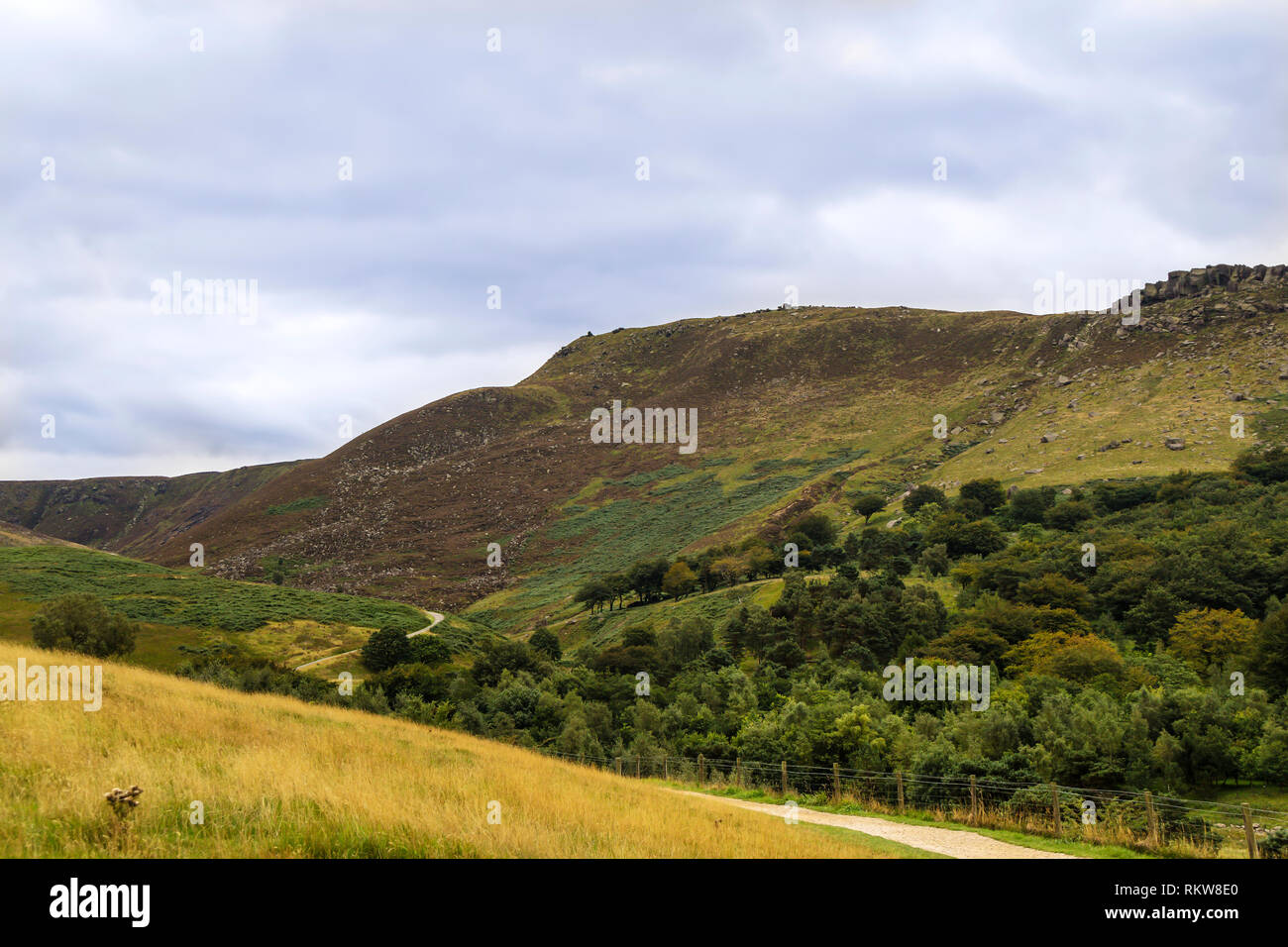 Paesaggio rurale con ripide valli calcaree presso il Parco Nazionale di Peak District è in Inghilterra centrale. Foto Stock