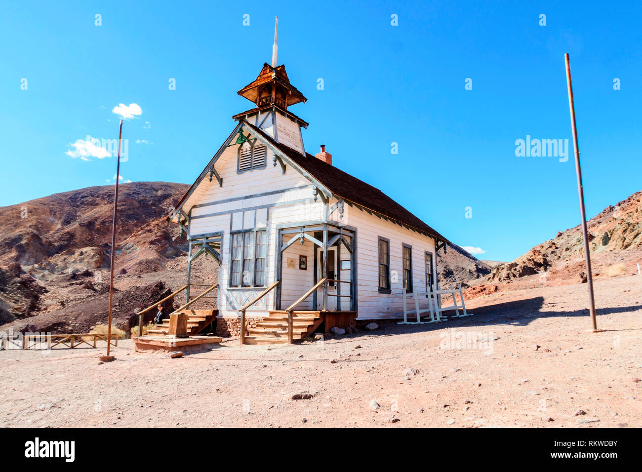 Esterno della old school house di Calico Ghost Town. Foto Stock