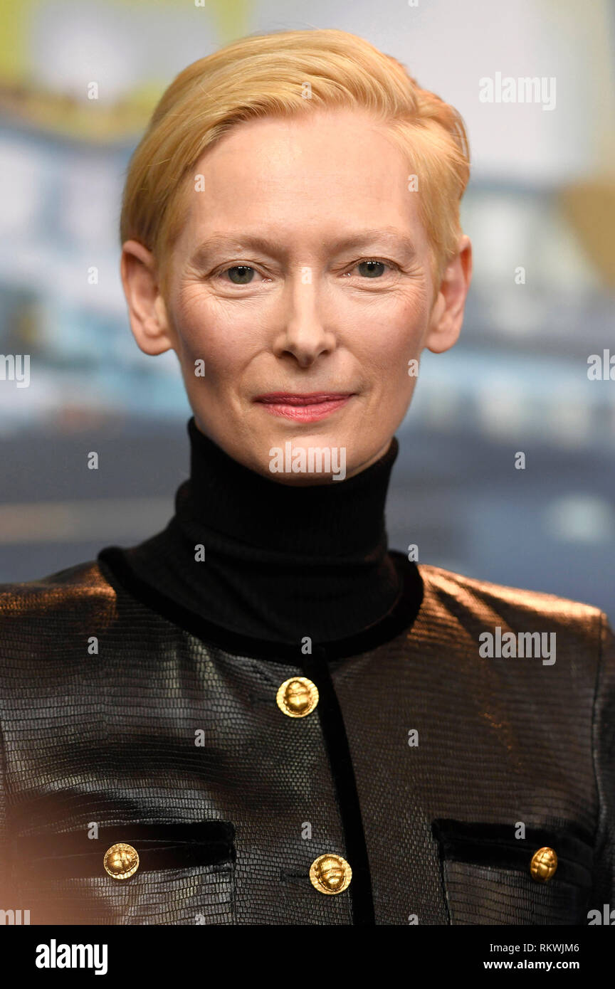 Berlino, Germania. 12 Feb, 2019. Tilda Swinton durante il "Souvenir" conferenza stampa presso la sessantanovesima Festival Internazionale del Cinema di Berlino/Berlinale 2019 al Hotel Grand Hyatt il 12 febbraio 2019 a Berlino, Germania. Credito: Geisler-Fotopress GmbH/Alamy Live News Foto Stock