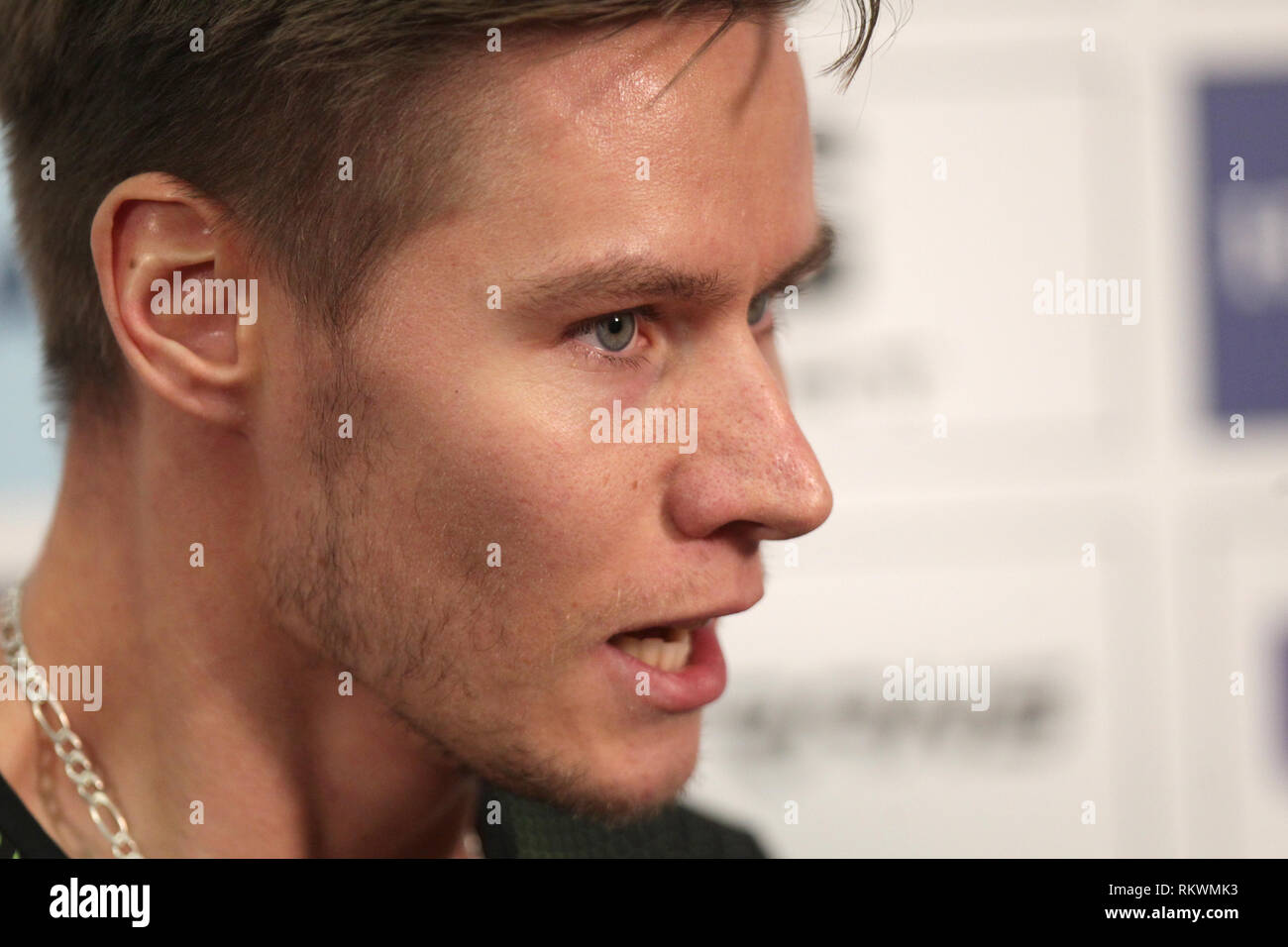 Ostrava, Repubblica Ceca. 12 Feb, 2019. Pavel Maslak (CZE) ha vinto l'uomo 300 m gara entro il ceco Indoor Gala, CEA indoor meeting di atletica a Ostrava, Repubblica ceca, 12 febbraio 2019. Credito: Petr Sznapka/CTK foto/Alamy Live News Foto Stock