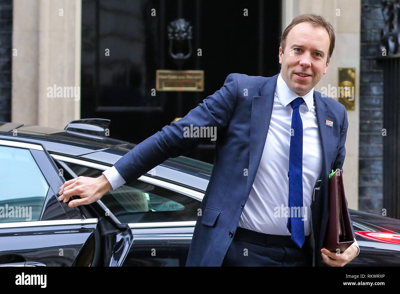 Londra, Regno Unito. 12 Feb, 2019. Matthew Hancock - il Segretario di Stato per la salute e la cura sociale è visto arrivare a Downing Street a frequentare il settimanale riunione del gabinetto. Credito: Dinendra Haria/SOPA Immagini/ZUMA filo/Alamy Live News Foto Stock