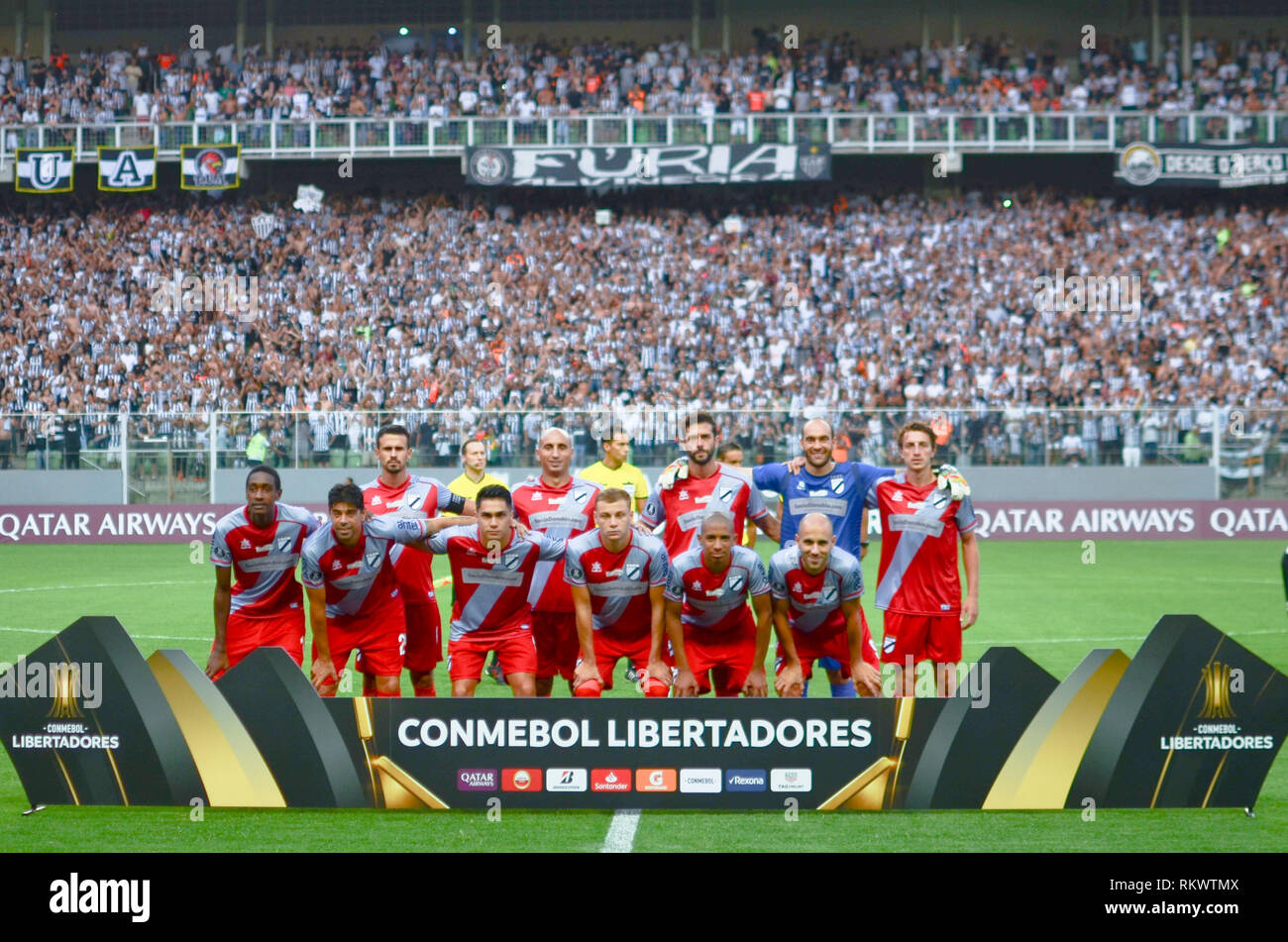 Belo Horizonte, Brasile. 12 Feb, 2019. Belo Horizonte, Brasile, Febbraio 12th, 2019 - ATLETICO MG-DANUBIO (URU) - i giocatori dal Danubio(URU) - Match tra Atletico mg x Danubio (URU), valida per la seconda fase della seconda fase della Copa Libertadores de America tenutosi presso la Independencia Arena di Belo Horizonte, nella notte di martedì 12. (Foto: Felipe Correia/Photo Premium) Credito: Eduardo Carmim/Alamy Live News Foto Stock