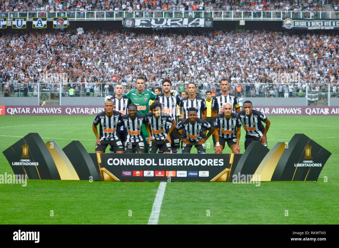 Belo Horizonte, Brasile. 12 Feb, 2019. Belo Horizonte, Brasile, Febbraio 12th, 2019 - ATLETICO MG-DANUBIO (URU) - i giocatori dal Atletico MG - Match tra Atletico mg x Danubio (URU), valida per la seconda fase della seconda fase della Copa Libertadores de America tenutosi presso la Independencia Arena di Belo Horizonte, nella notte di martedì 12. (Foto: Felipe Correia/Photo Premium) Credito: Eduardo Carmim/Alamy Live News Foto Stock