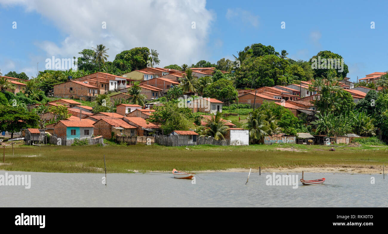 Portoghese tradizionale architettura coloniale in Alcantara sul Brasile Foto Stock