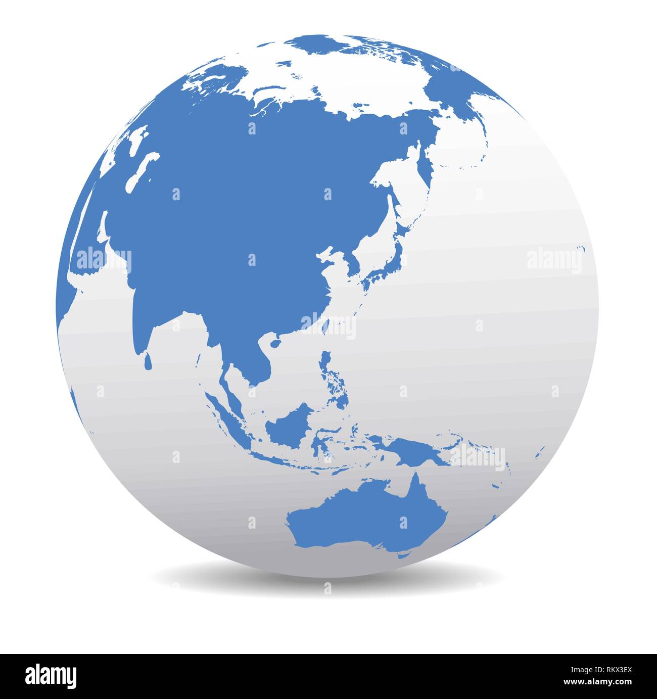 Cina, Giappone, Malaysia, Thailandia, Indonesia, mondo globale, mappa vettoriale Icona del globo Mondo Illustrazione Vettoriale