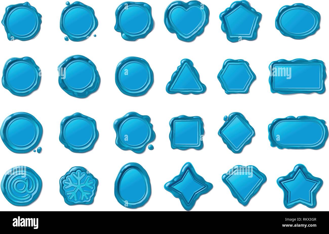 Vettore isolato vintage sigillo di cera set di timbri Illustrazione Vettoriale