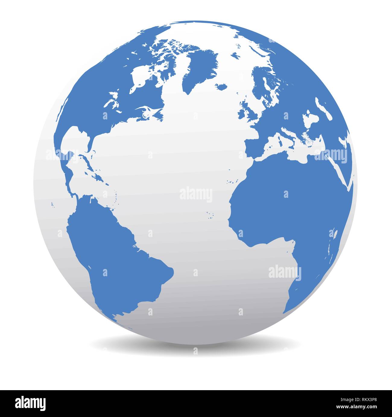 L'Europa, Nord e Sud America, Africa mondo globale, vettore icona mappa della Terra Illustrazione Vettoriale