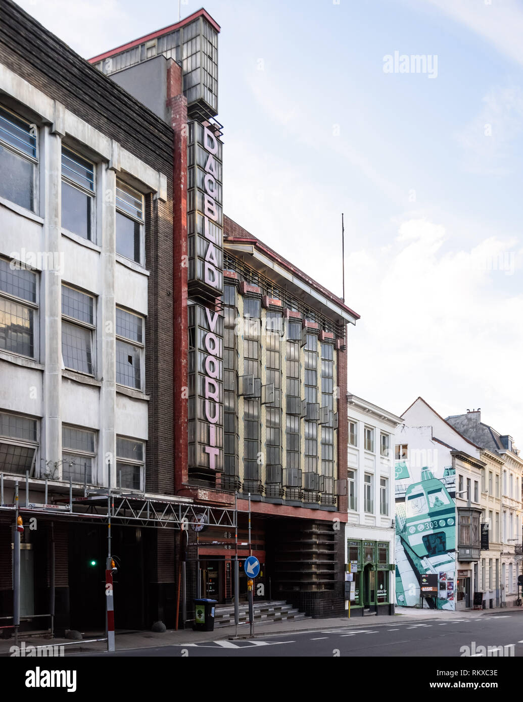 Gent, Gebäude der Zeitung Dagblad Vooruit - Gent, Quotidiano Dagblad Vooruit edificio Foto Stock