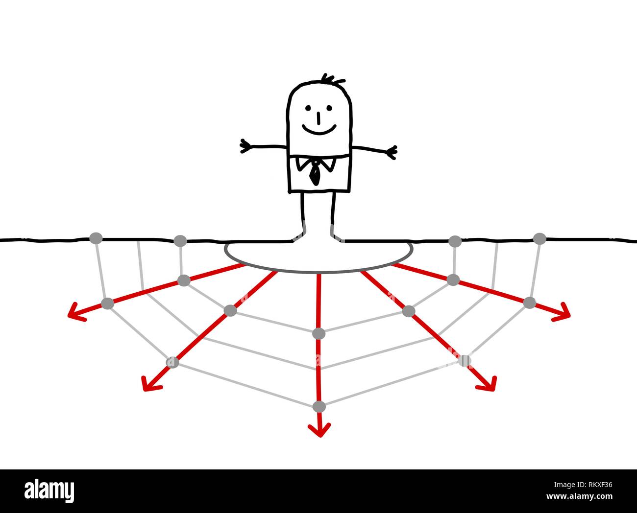 Imprenditore Cartoon sul web Illustrazione Vettoriale