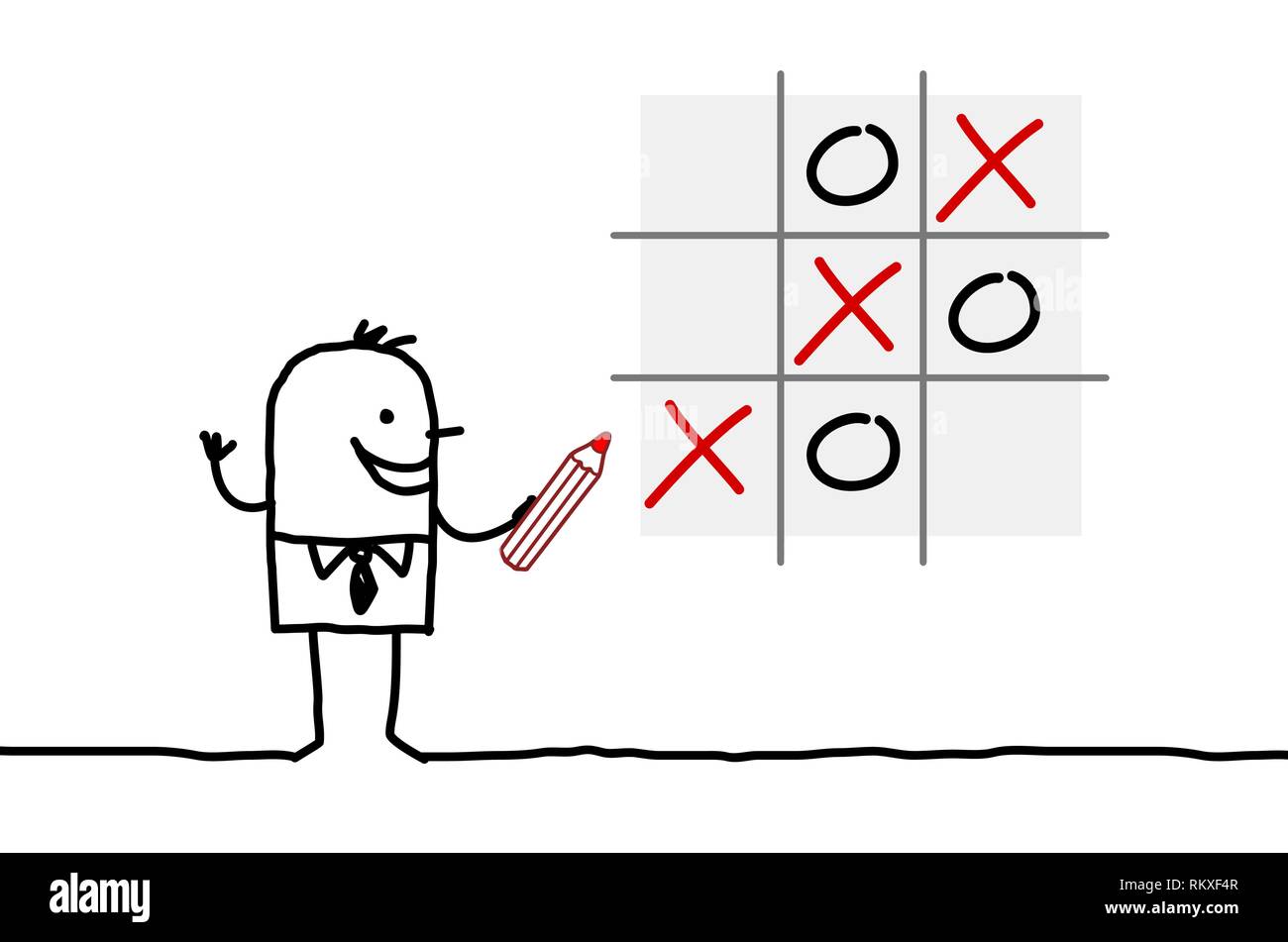 Cartoon uomo vincere un gioco Illustrazione Vettoriale