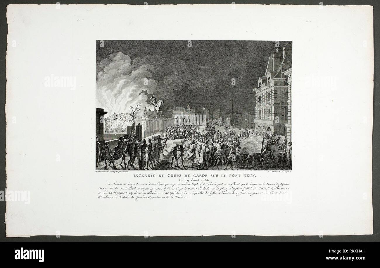Il fuoco nella casa di guardia sul Pont Neuf - 1798-1804 - Claude Niquet (francese, c. 1770-1831) Dopo Abramo Girardet (Francese, 1764-1823) - Artista: Foto Stock