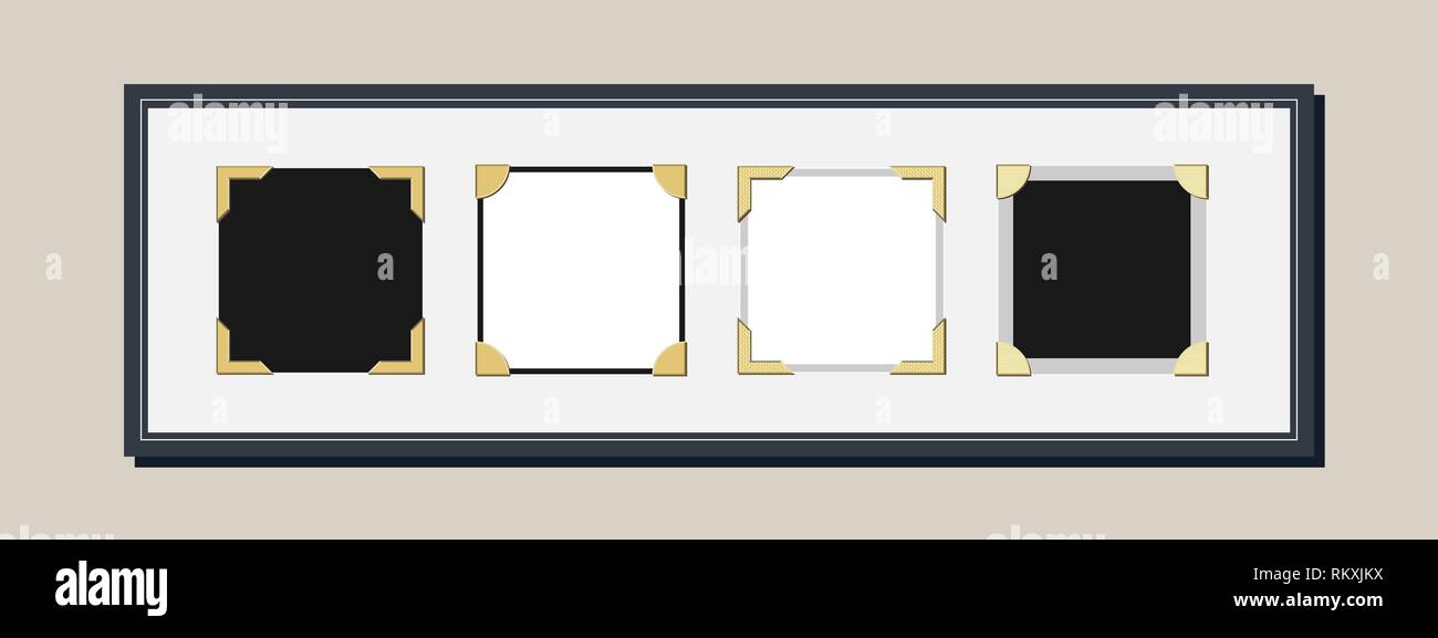 In stile vintage photo frame vettore con spazi vuoti per immagini con angoli per foto Illustrazione Vettoriale