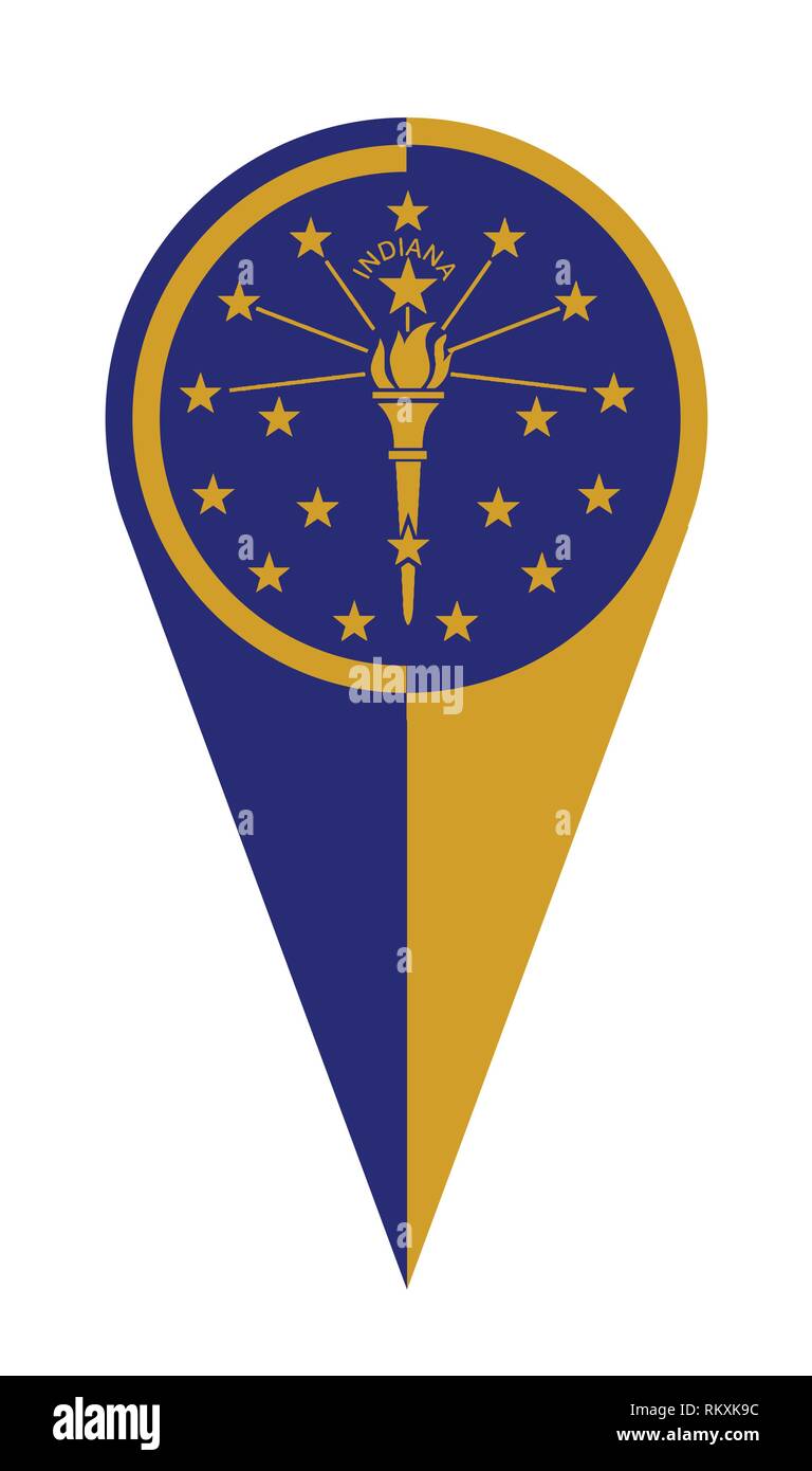Indiana membro puntatore mappa contatto posizione dell'icona marcatore flag Illustrazione Vettoriale