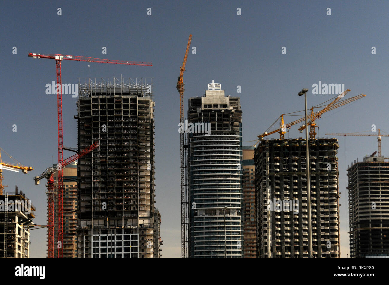 Sito in costruzione off il Shekh Zayed Road nel centro cittadino di Dubai a Dubai, Emirati arabi uniti (EAU), Foto Stock