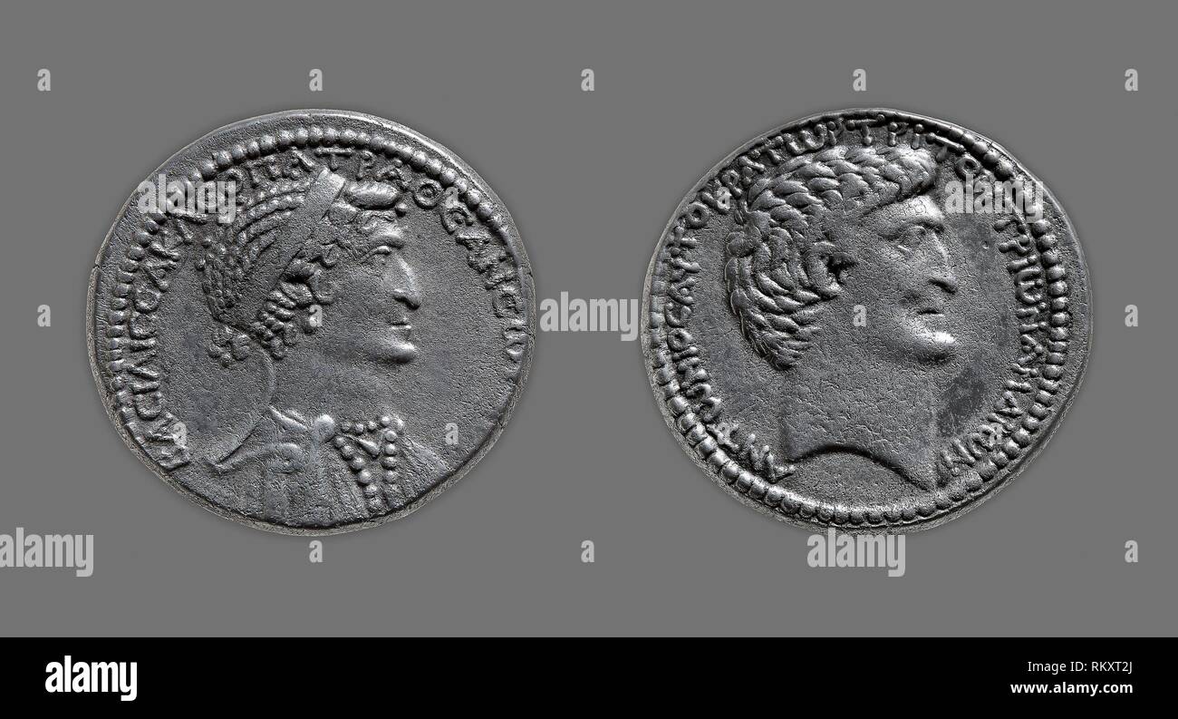 Tetradrachm (moneta) raffigurante la regina Cleopatra VII - 37/33 BC, rilasciati da Mark Antony - greco-romane, coniata nel Mediterraneo orientale (eventualmente Antiochia Foto stock - Alamy