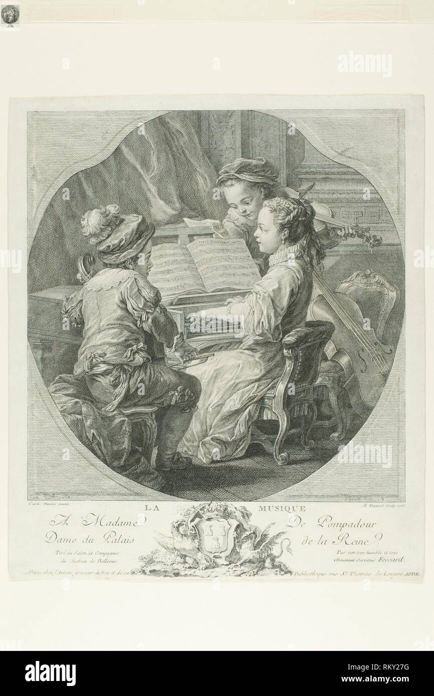 Allegoria della Musica - 1756 - Etienne Fessard (Francese, 1714-1777) dopo  Carle Van Loo (Francese, 1705-1765) - Provenienza: Francia, Data:  1755-1756, media Foto stock - Alamy