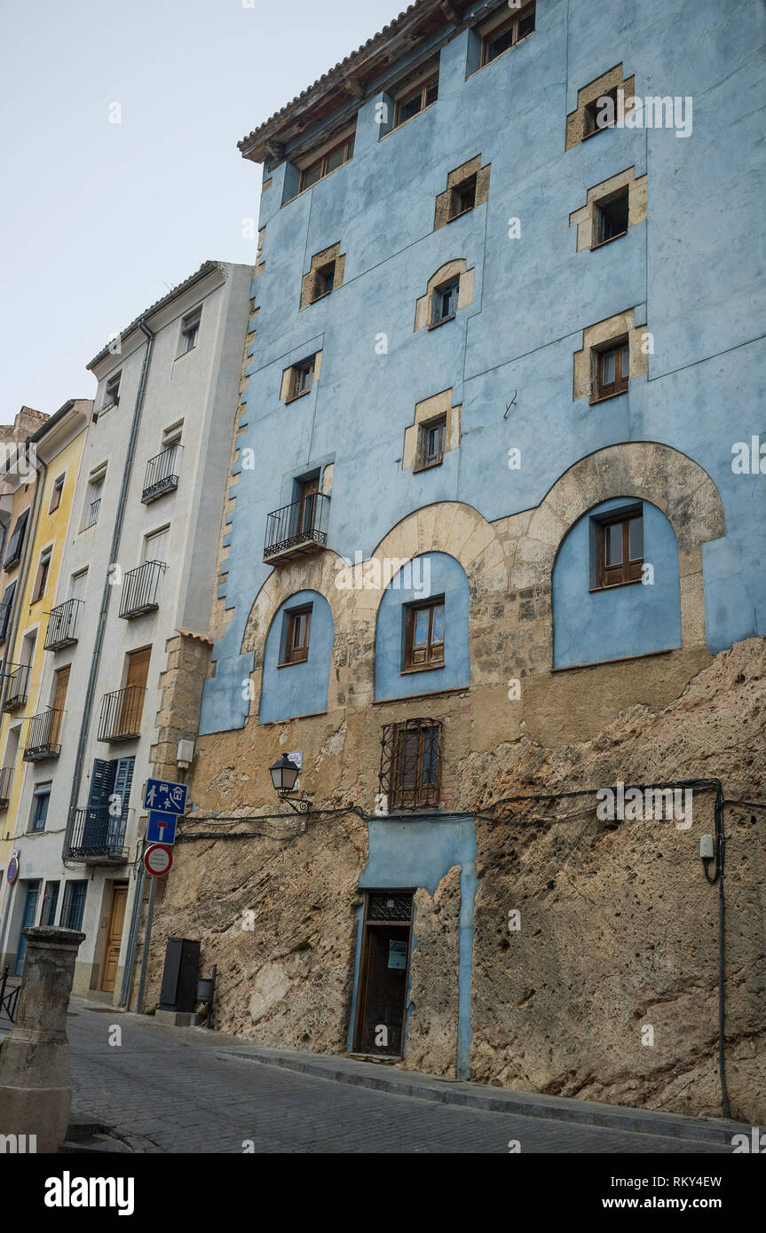 Edificio blu nel centro storico di Cuenca, Spagna Foto Stock