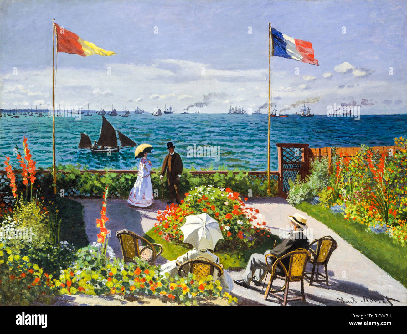 Giardino a Sainte Adresse, dipinto impressionista in olio su tela di Claude Monet, 1867 Foto Stock
