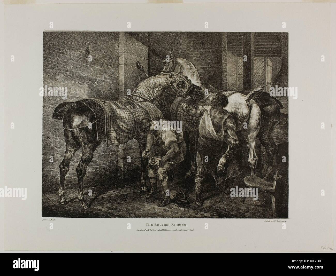 Il maniscalco inglese, piastra 10 da vari temi disegnati da vita sulla pietra - 1821 - Jean Louis André Théodore Géricault (Francese, 1791-1824) stampato Foto Stock