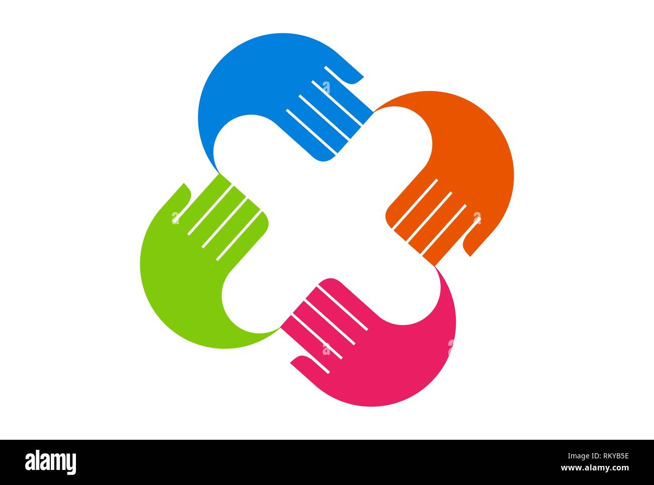 Lettera x le dita della mano di colore icona logo vector concept design piatto Foto Stock