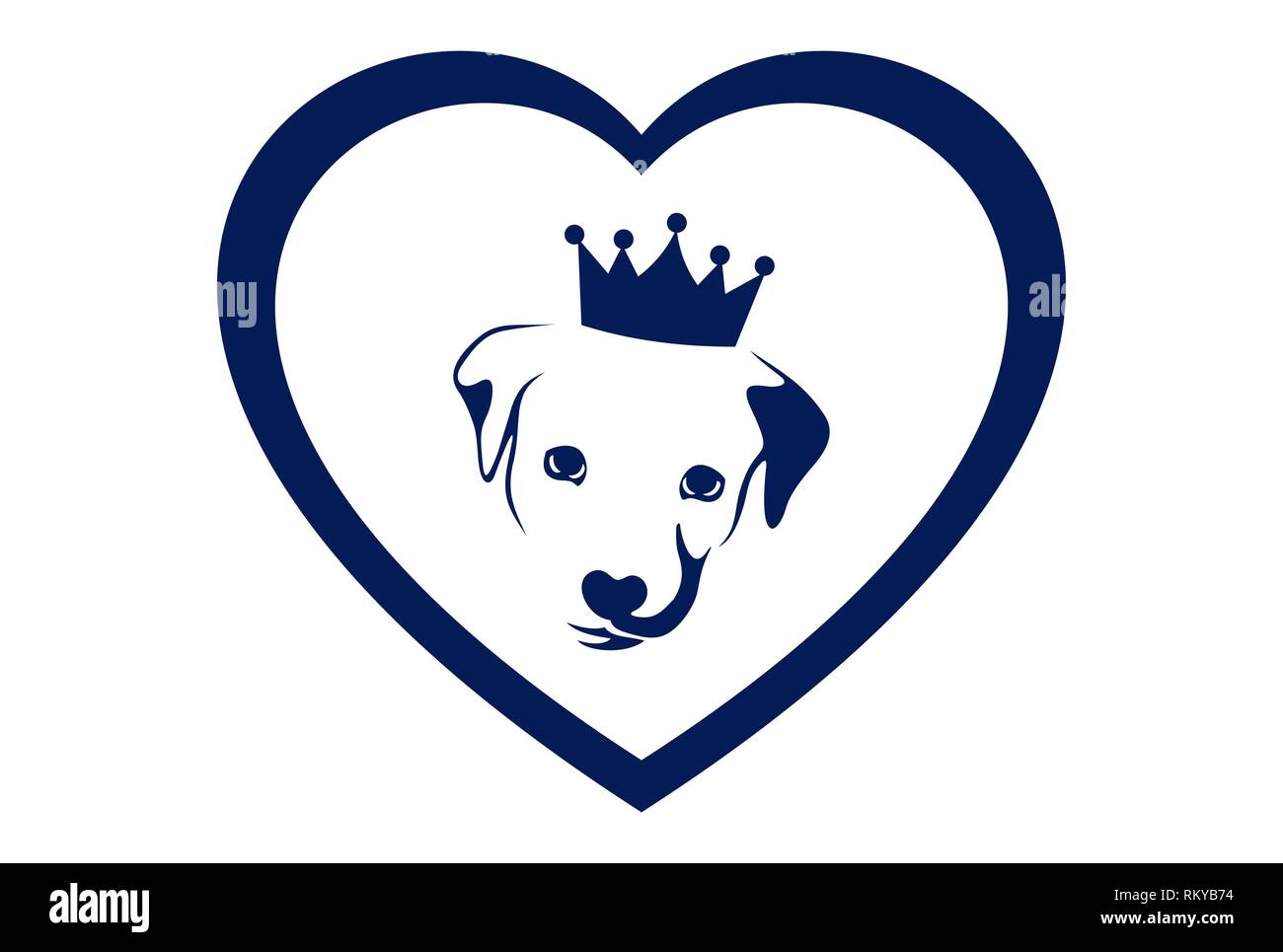 Amore re cane concetto icona logo vector concept design piatto Foto Stock