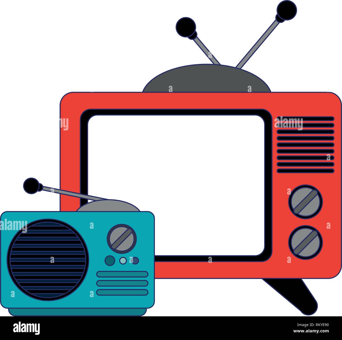 Vecchia televisione e radio cartoni animati Immagine e Vettoriale - Alamy