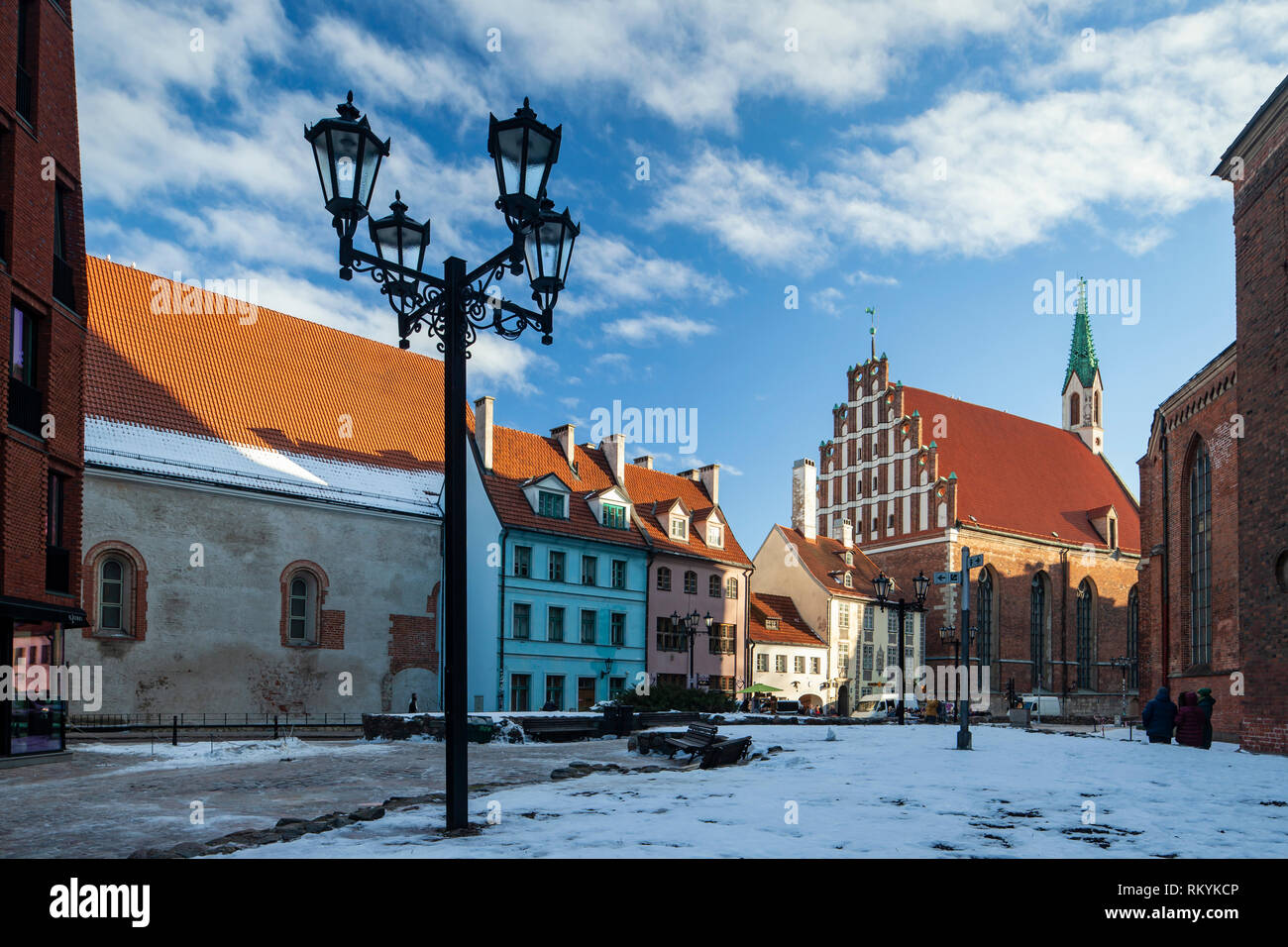 Inverno mattina in Riga old town. Foto Stock
