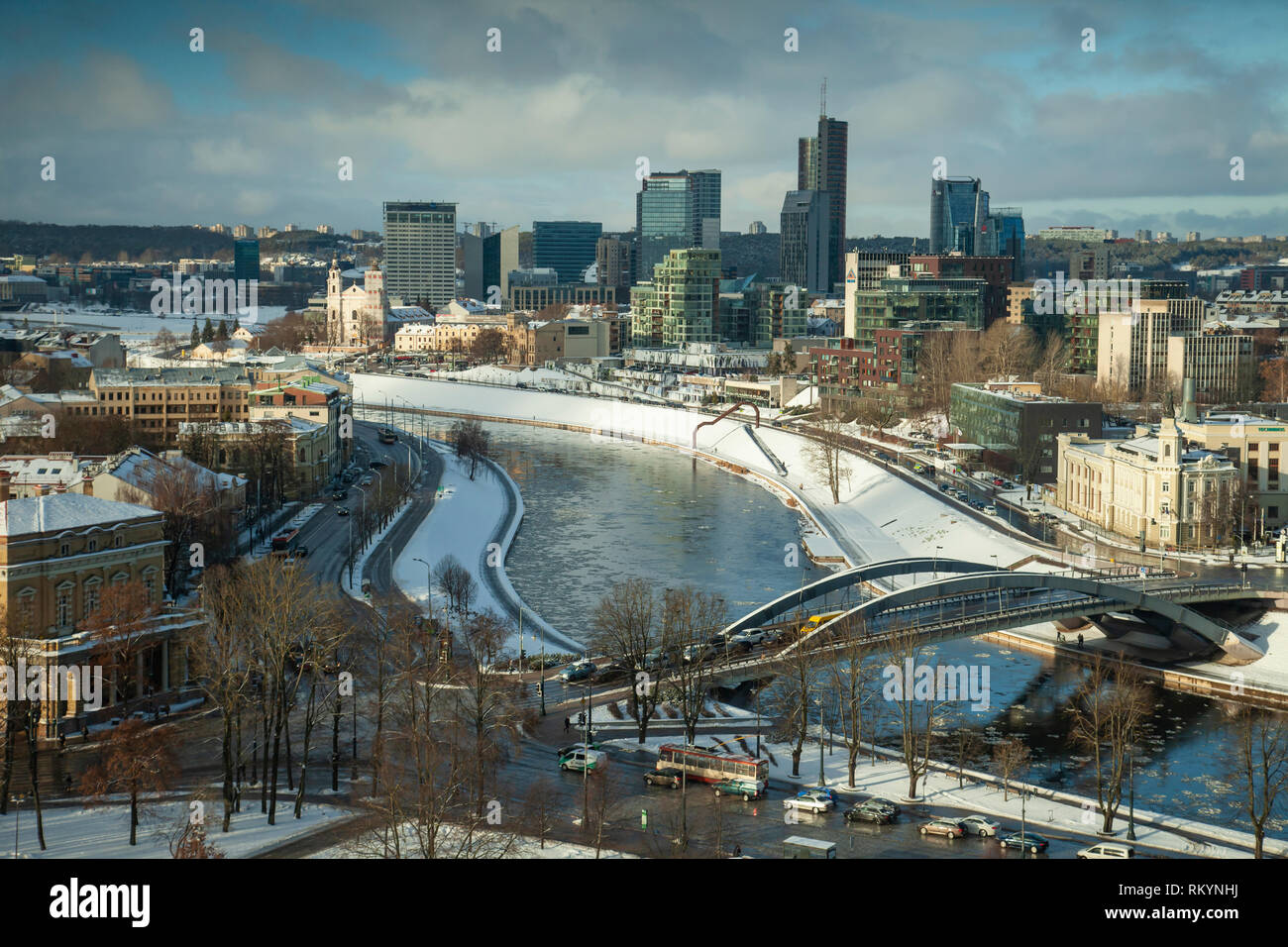 Pomeriggio invernale a Vilnius. Foto Stock