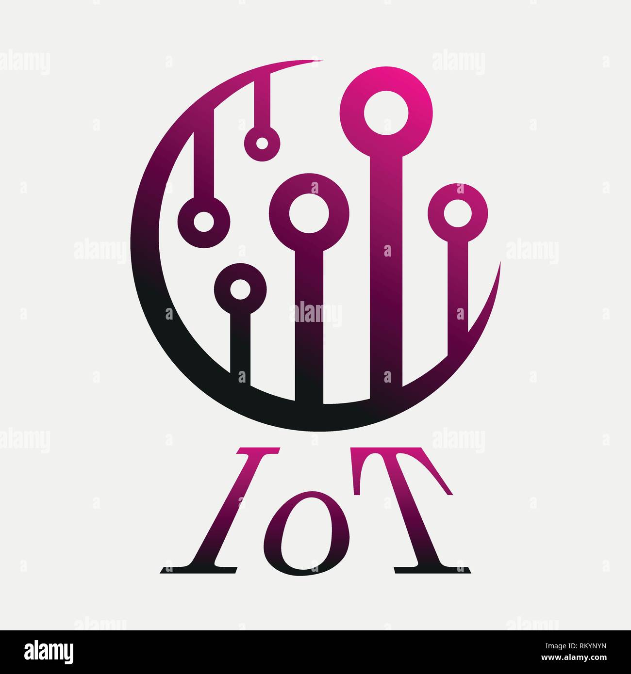 Semplice icona per rappresentare la Internet delle cose IoT concetto. Una rete di objecs come dispositivi connessi tra di loro su internet. Isolato su Illustrazione Vettoriale