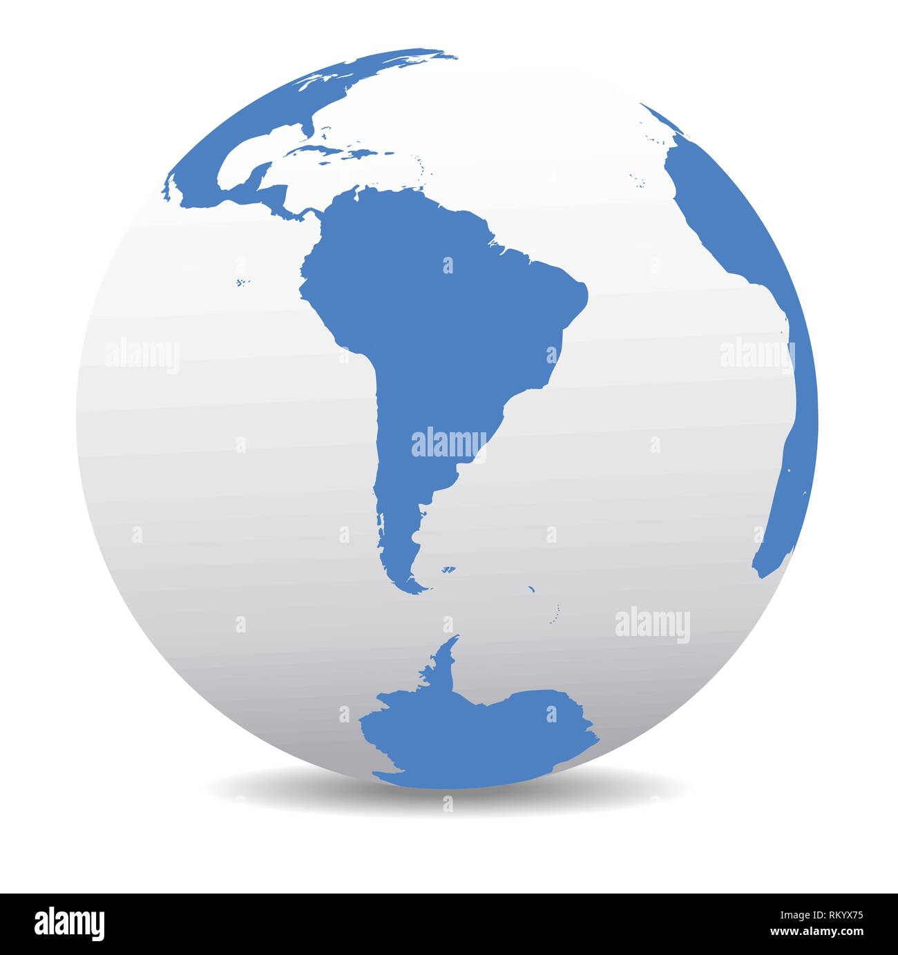 America del sud e il Polo Sud mondo globale, mappa vettoriale Icona del globo Mondo Illustrazione Vettoriale