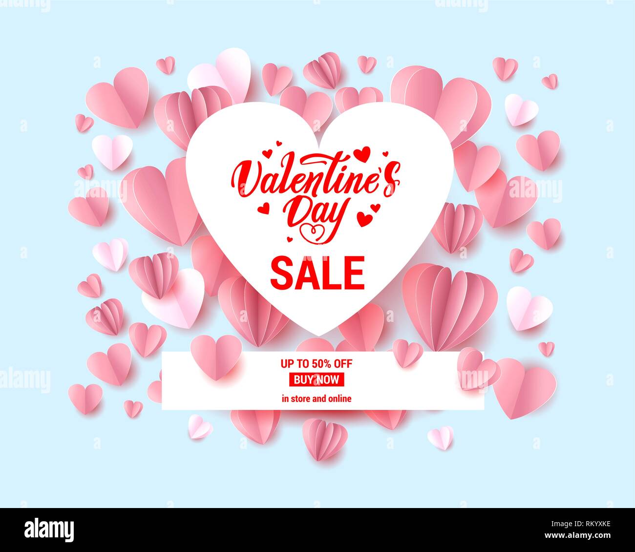 Banner di festa per il giorno di San Valentino la vendita. Holiday gli elementi di design. Promo offerta stagionale. Illustrazione Vettoriale