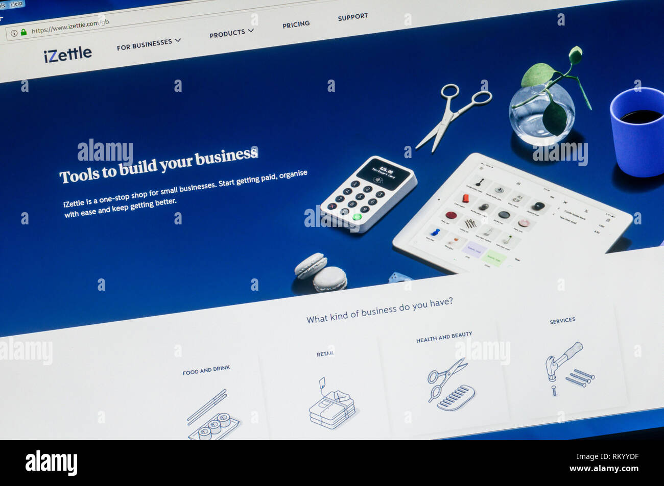 Pagina iniziale del sito web di iZettle svedese tecnologia finanziaria aziendale. Foto Stock