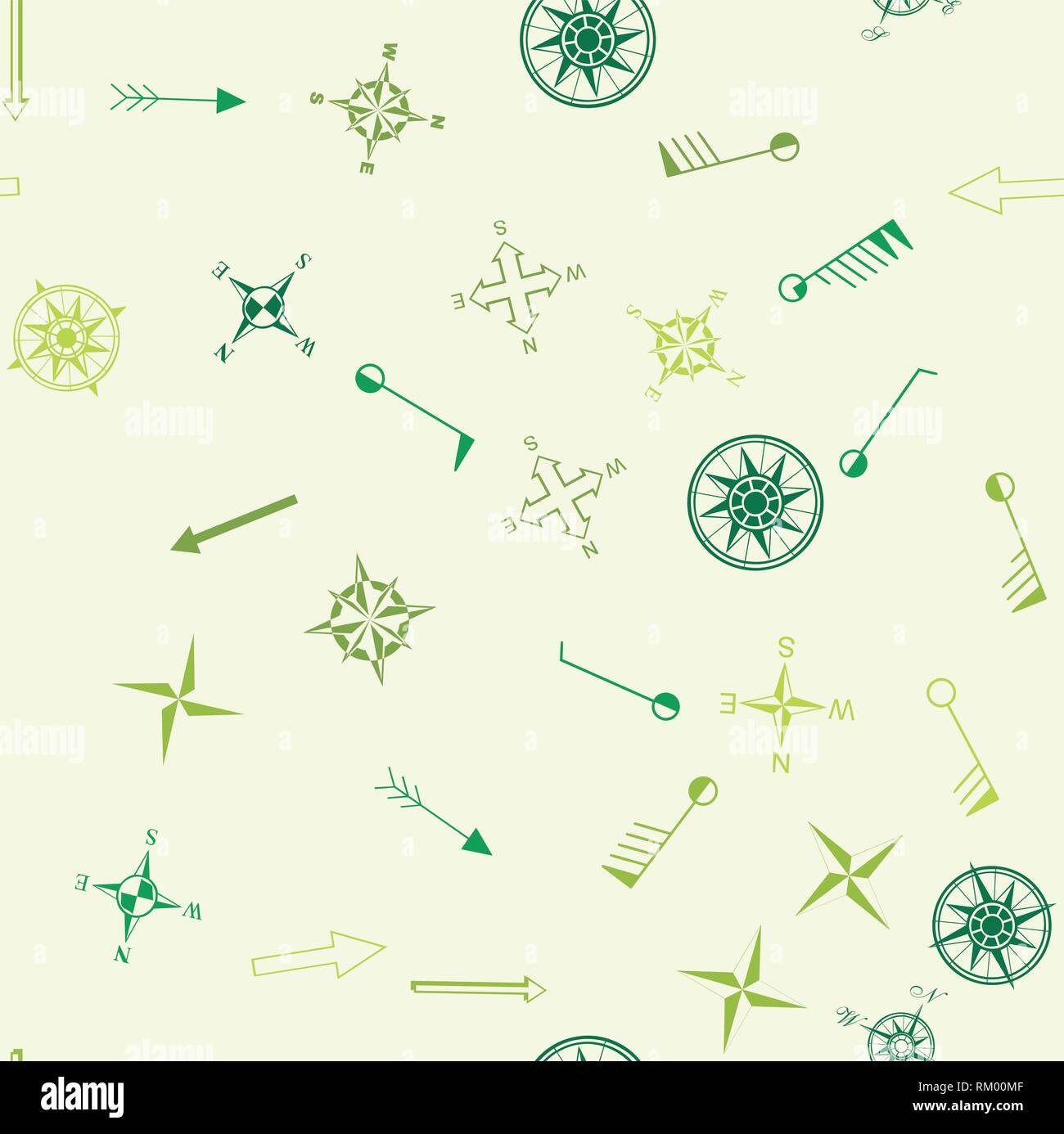 Streamless pattern con icone topografica. In stile cartone animato Illustrazione Vettoriale