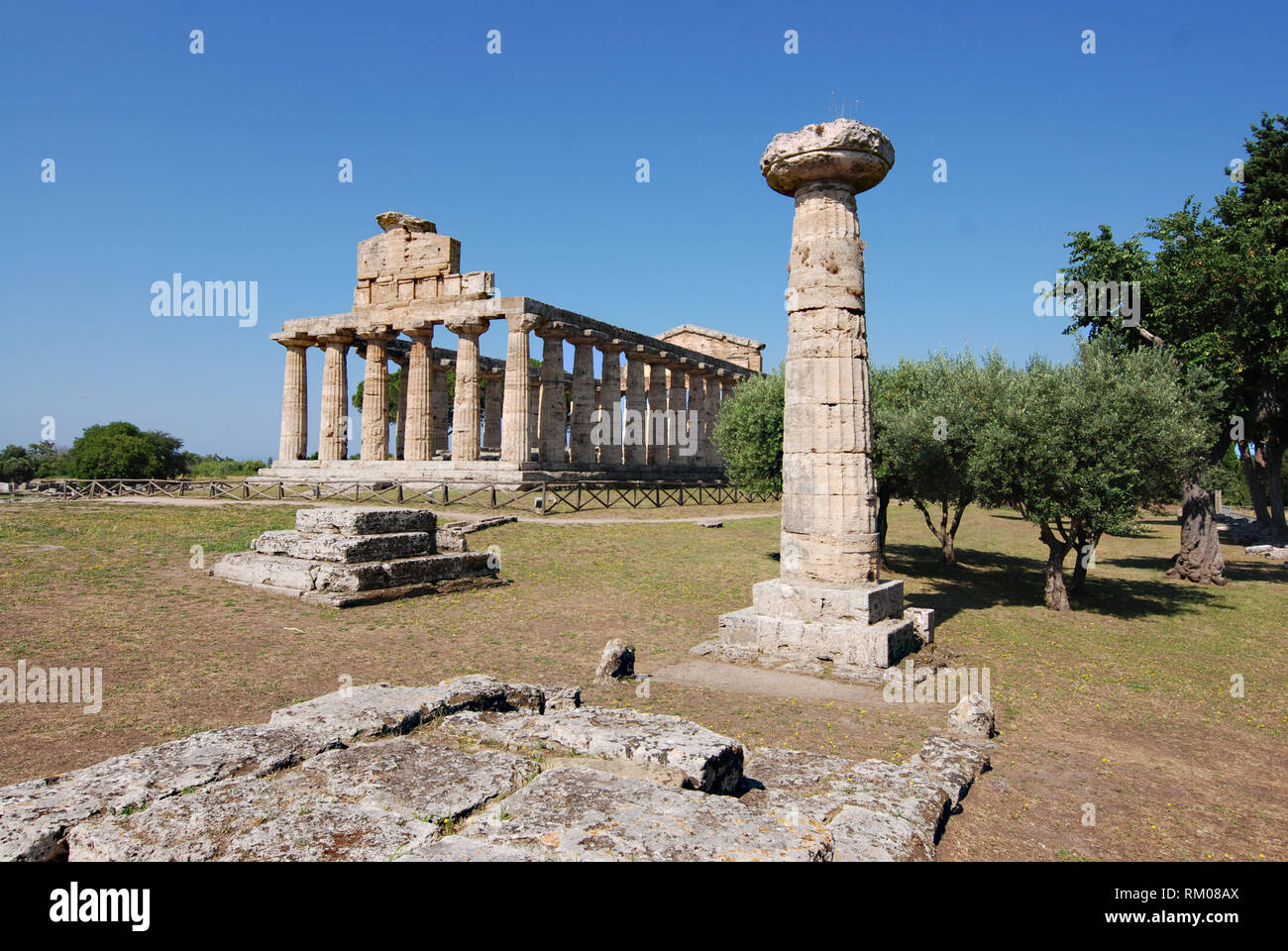 Tempio di Cerere nel sito archeologico di Paestum grande Grecia Salerno Italia 2018 Foto Stock