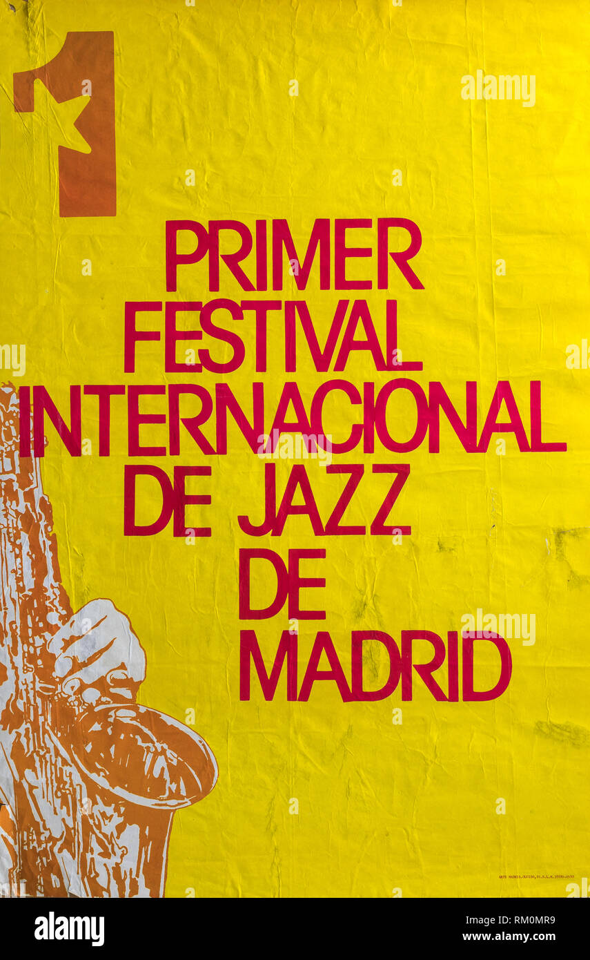 Primo Jazz Festival internazionale di Madrid 1980, concerto musicale poster Foto Stock