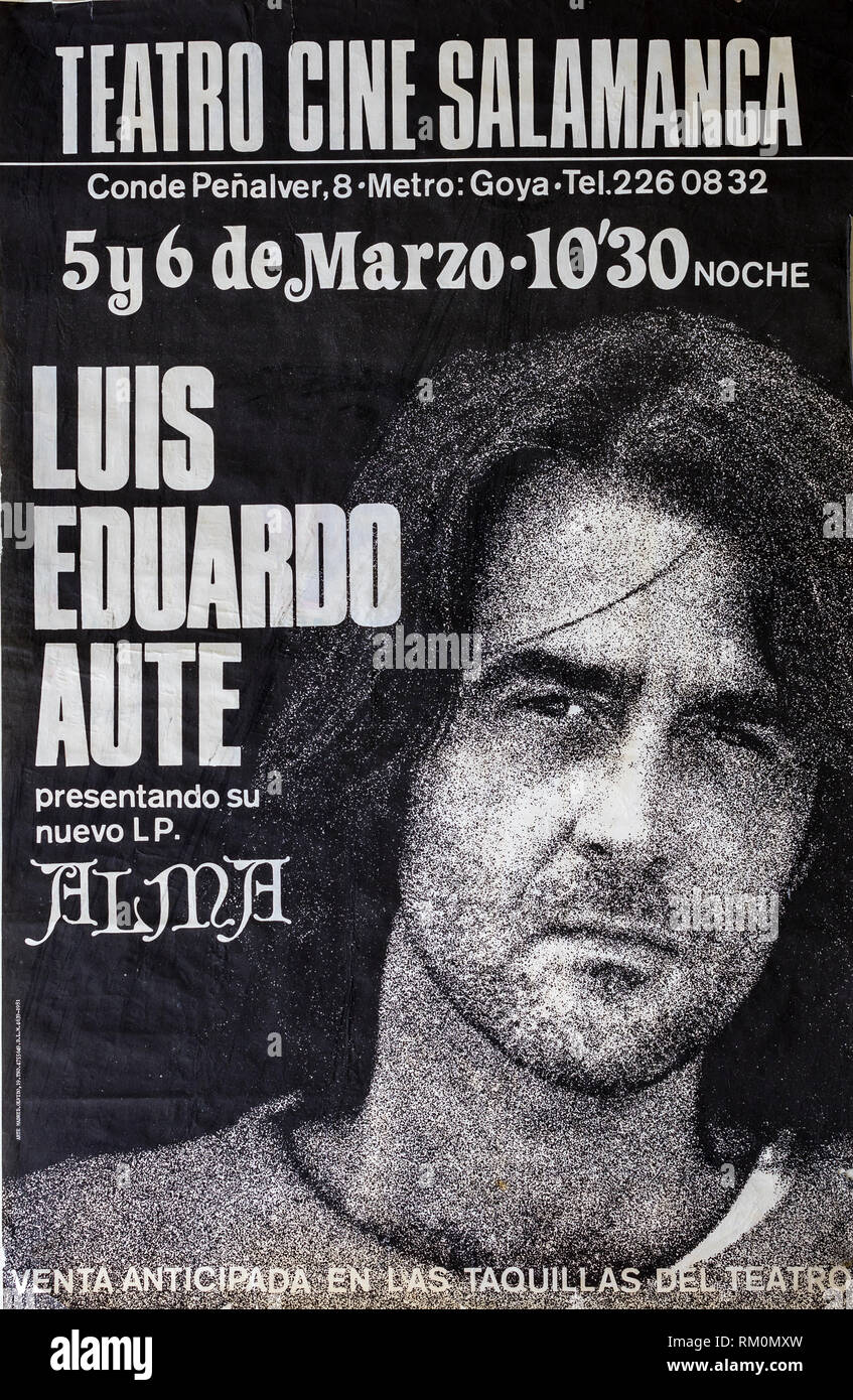 Luis Eduardo Aute, Alma album Madrid 1981 tour, concerto musicale poster Foto Stock