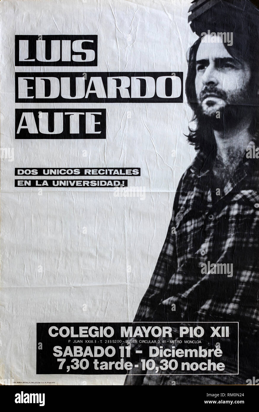 Luis Eduardo Aute, Madrid 1982 tour, concerto musicale poster Foto Stock