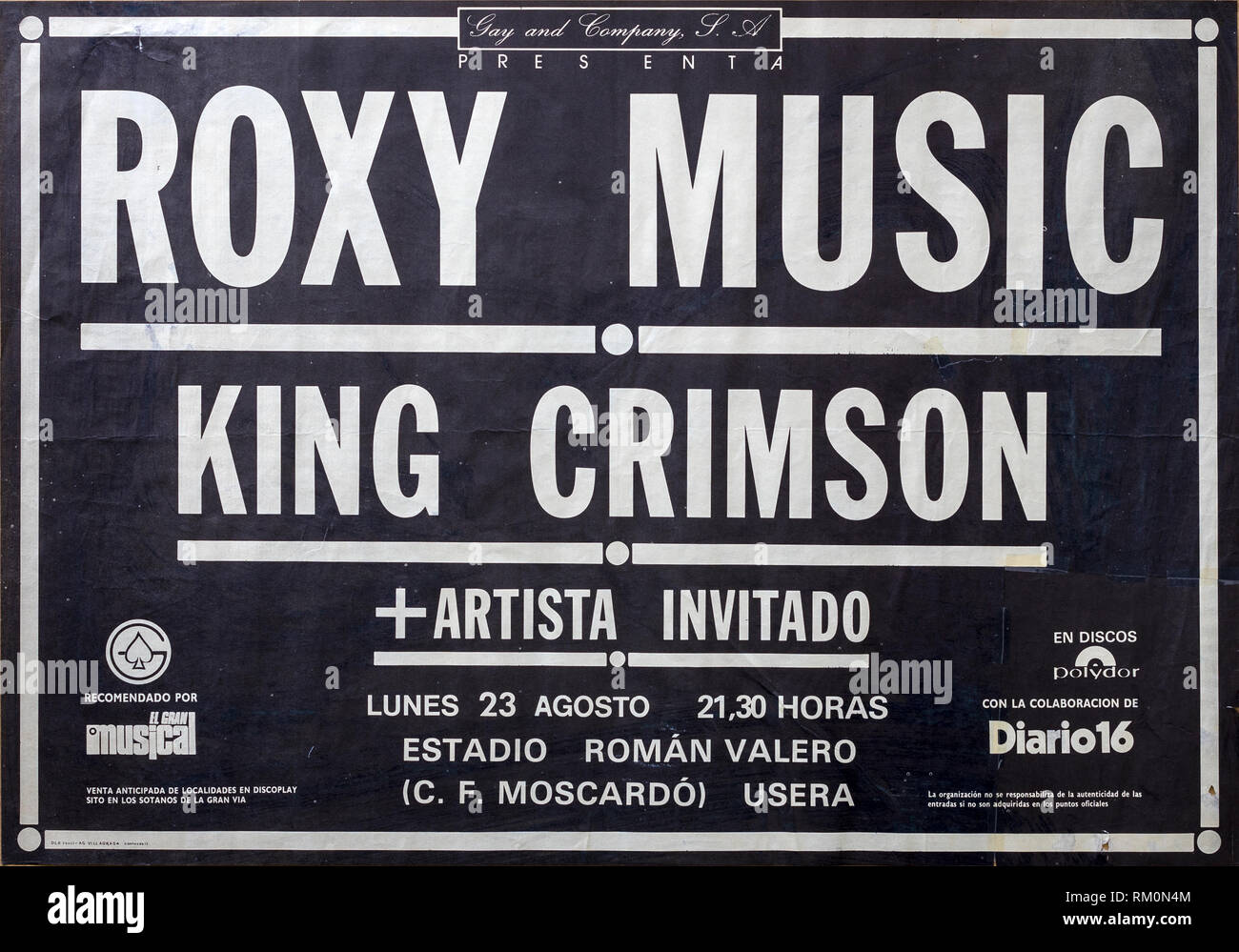 Roxy Music e King Crimson, Madrid 1982 tour, concerto musicale poster Foto Stock