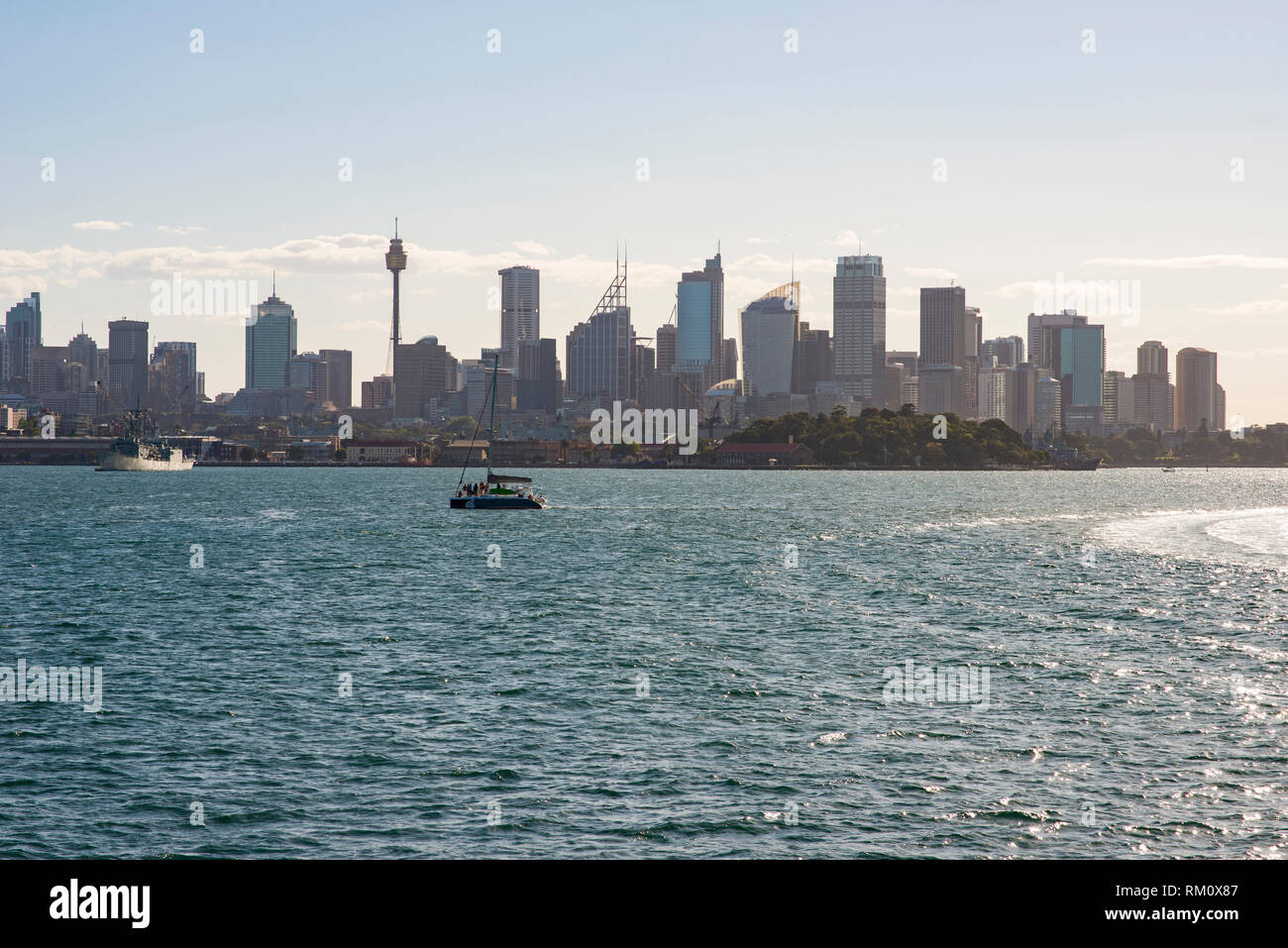 Una vista verso la skyline di Sydney. Foto Stock