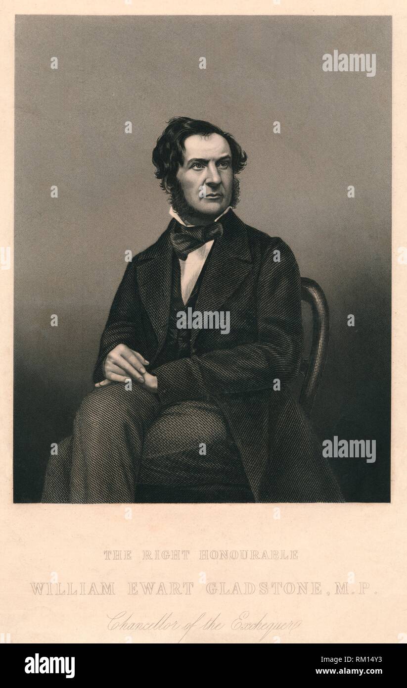 'L'onorevole William Ewart Gladstone, P.F.', 1859. Autore: Daniel John Pound. Foto Stock