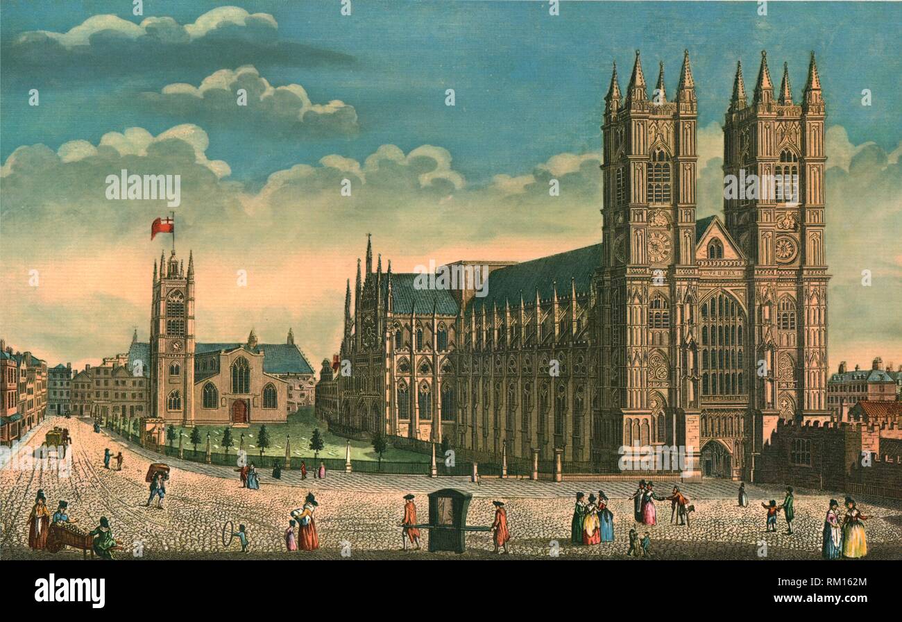 L'Abbazia di Westminster e la chiesa di St Margaret, c1793. Creatore: Thomas Bowles. Foto Stock