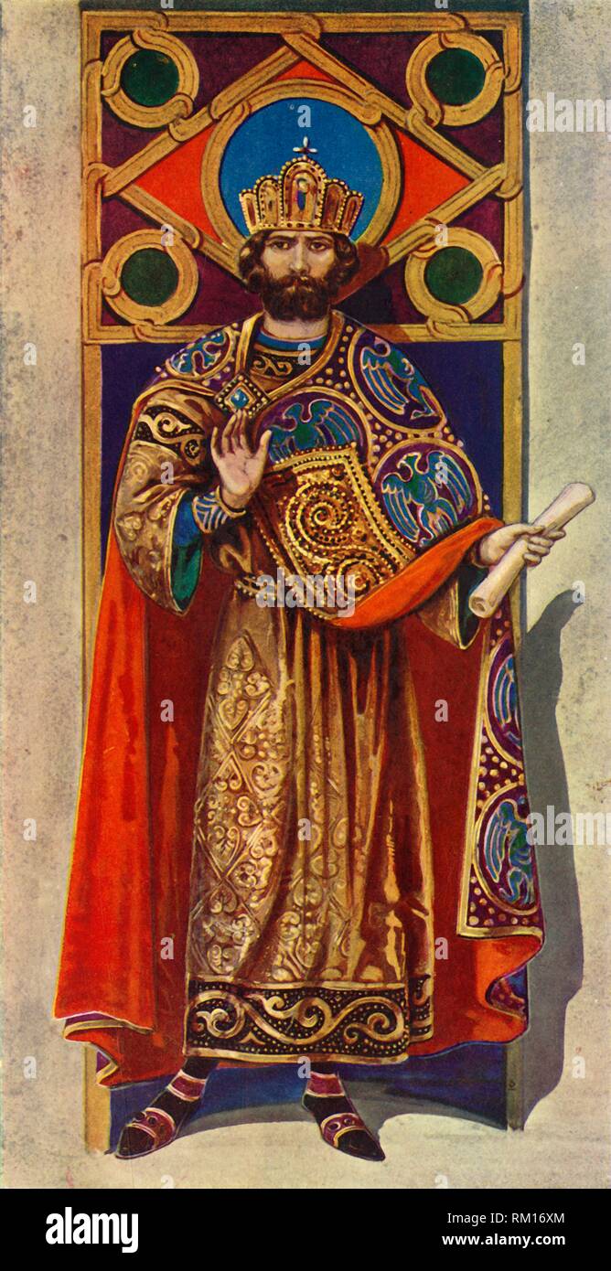 'Un imperatore bizantino del ottavo e nono secolo D.C.', 1924. Creatore: Herbert Norris. Foto Stock