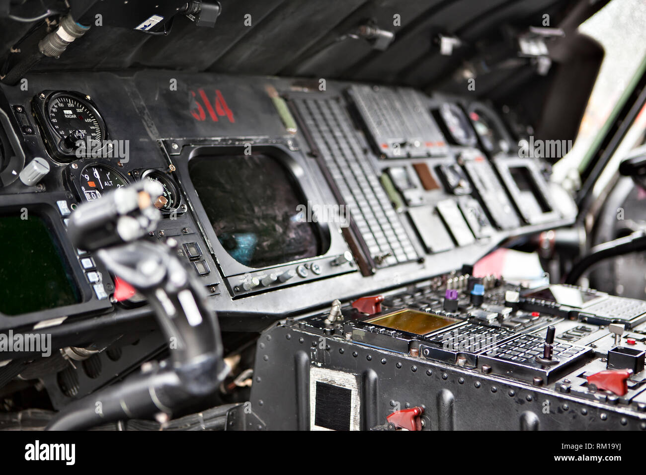 Cockpit in elicottero Foto Stock