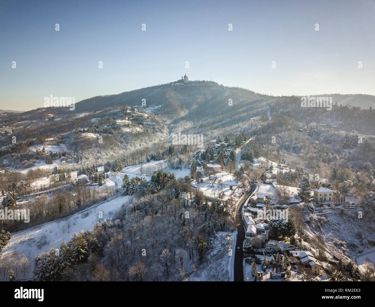 Torino, Italia, orario invernale a Torino, drone fotografia aerea della città. Foto Stock