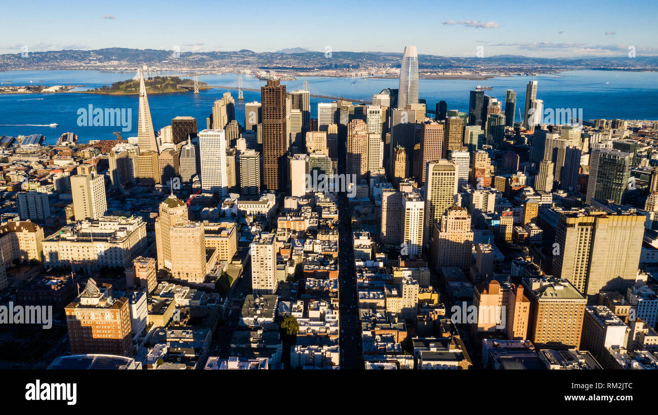 Il quartiere finanziario, skyline del centro di San Francisco, CA, Stati Uniti d'America Foto Stock