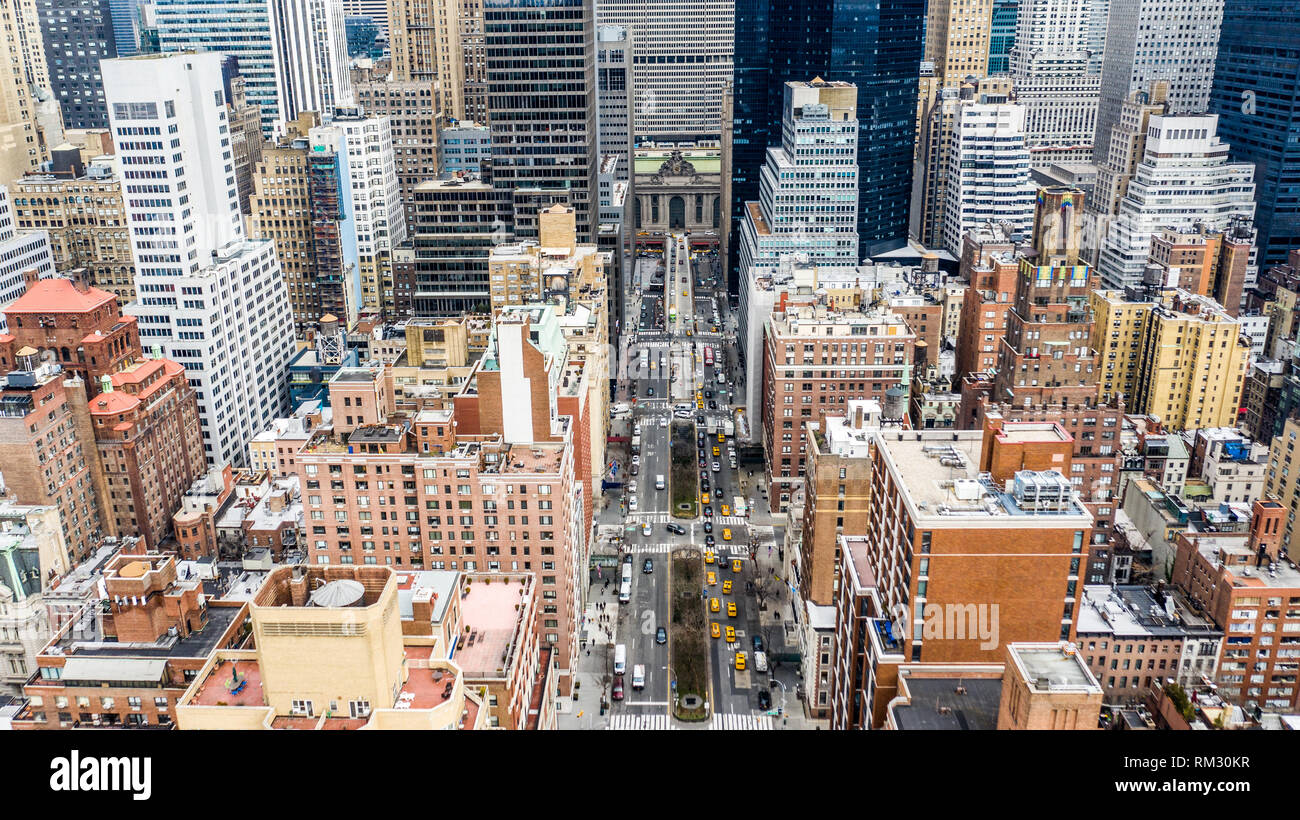 Guardando a Nord di Grand Central Terminal da Park Avenue e la 35th street, Manhattan, New York City, NY, STATI UNITI D'AMERICA Foto Stock