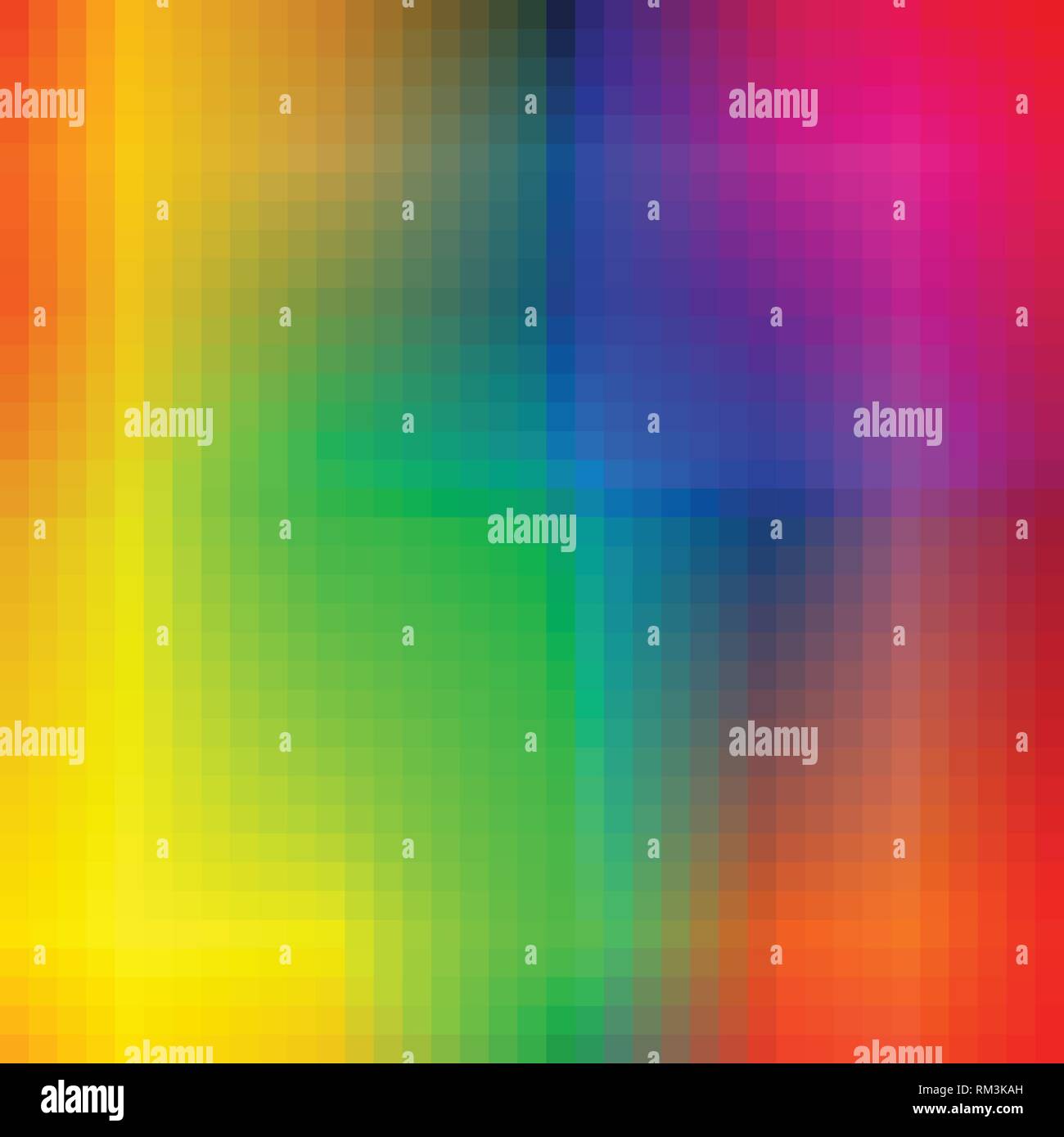 Abstract quadrati colorati rainbow irregolari piastrelle a mosaico sullo sfondo. Spettro alla moda armonie di colori modello. Effetto di gradiente. Illustrazione Vettoriale Illustrazione Vettoriale