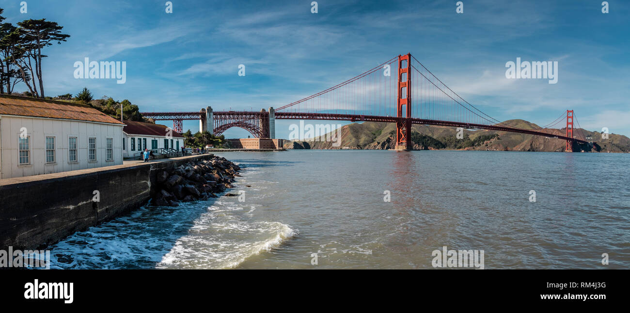 Panorama del Golden Gate Bridge, San Francisco Foto Stock