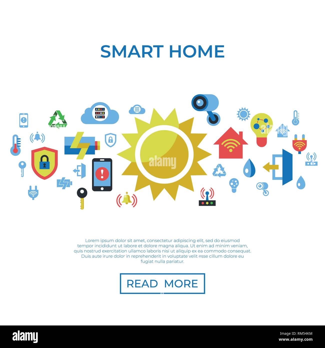 Vettore digitale wireless smart e una casa digitale icone semplici, di tipo piatto infographics Illustrazione Vettoriale